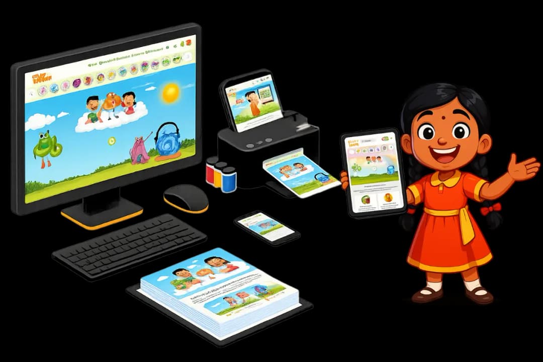 Tamil interactive and printable learning illustration