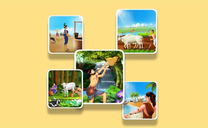 Learn Tamil with landscapes illustration