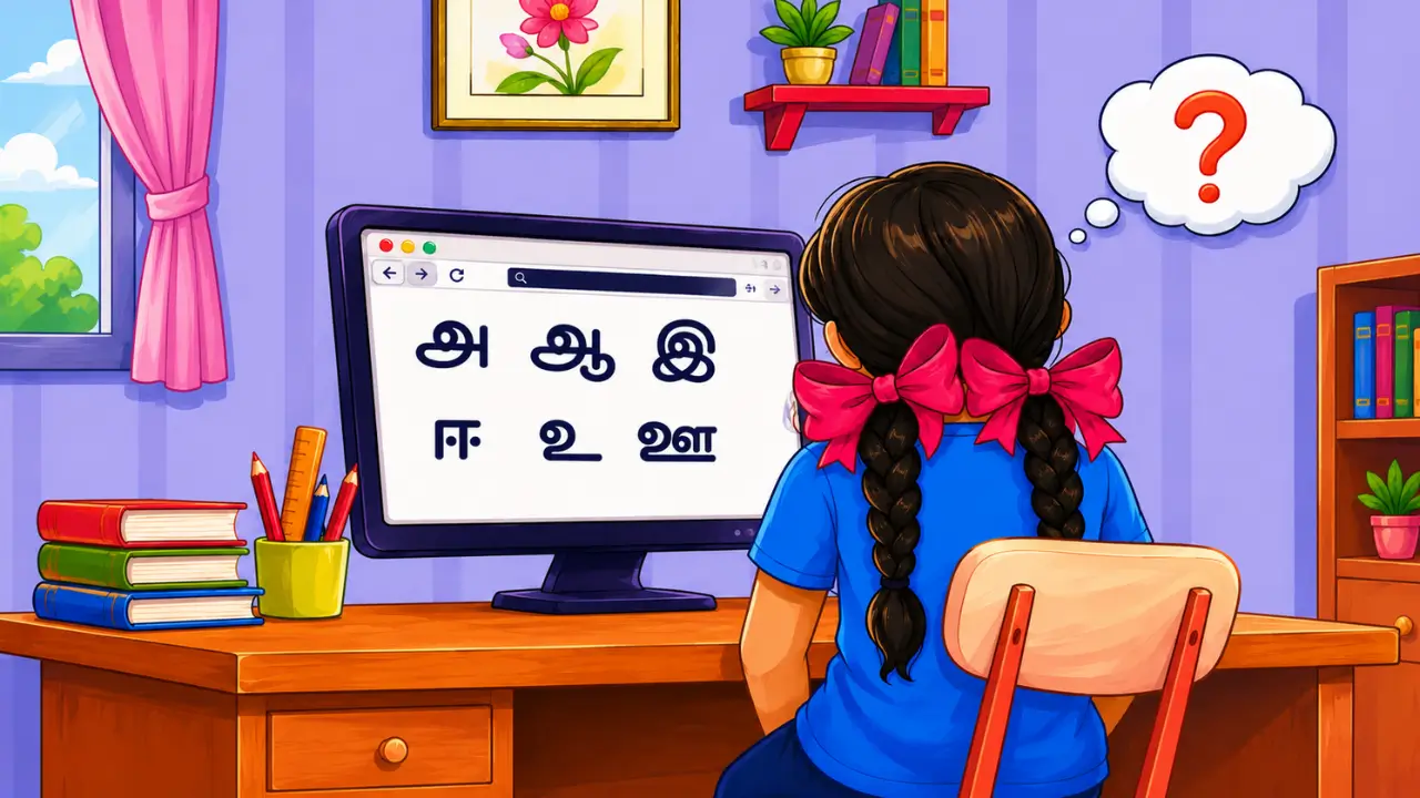 Difficulties in learning Tamil illustration
