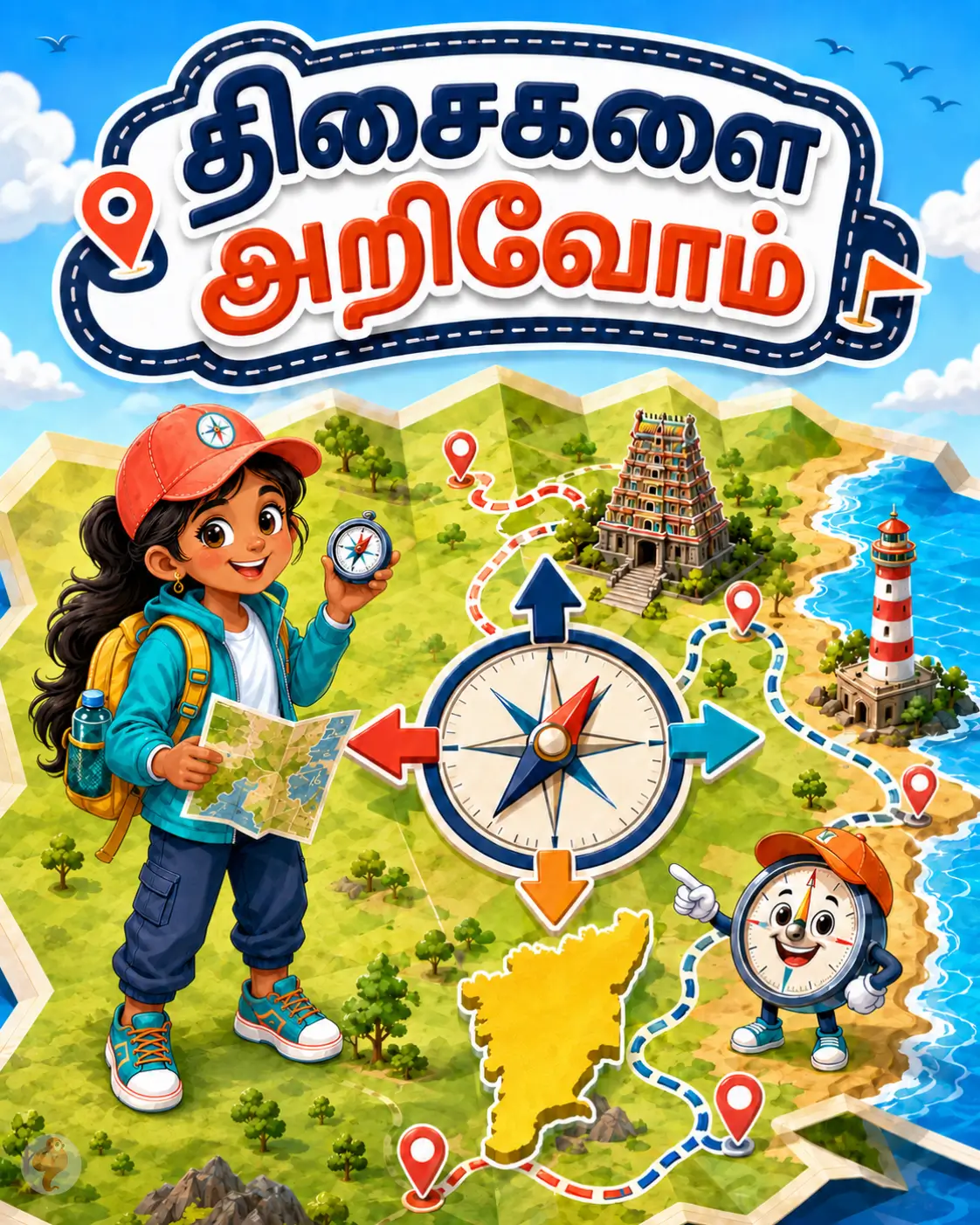 திசைகளைக் கற்போம்: தமிழ்நாடு வரைபடப் பயிற்சிப் பணித்தாள்